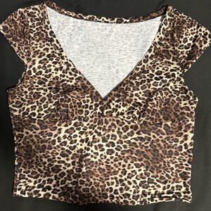 SHEIN Leopard Print Blouse - Brown and Black